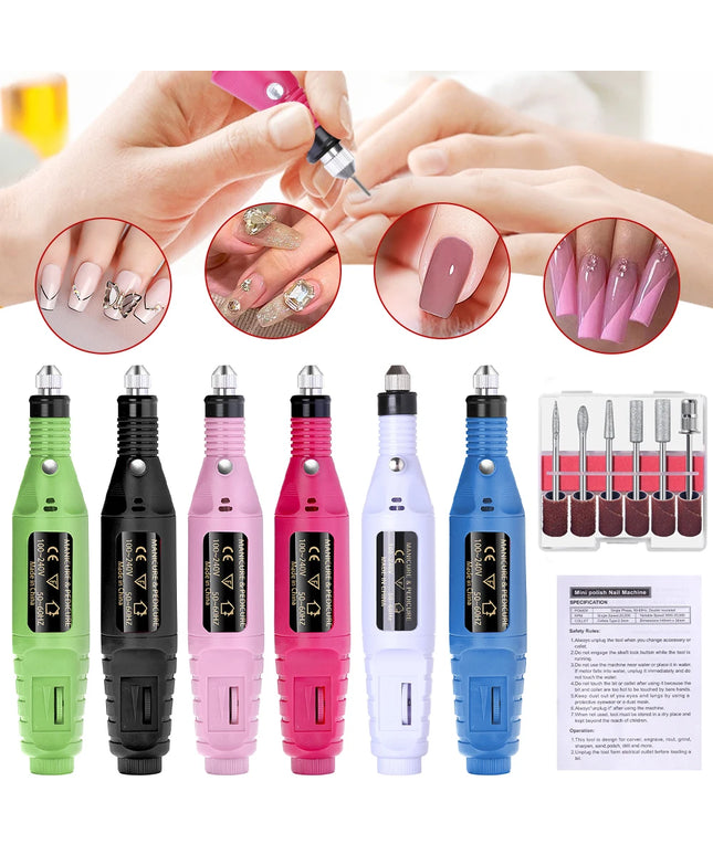 YIKOOLIN Strong Function Nail Drill Machine Set Electric Nail Sander Gel Polish Remover Tools Driller Manicure Nail Accessories