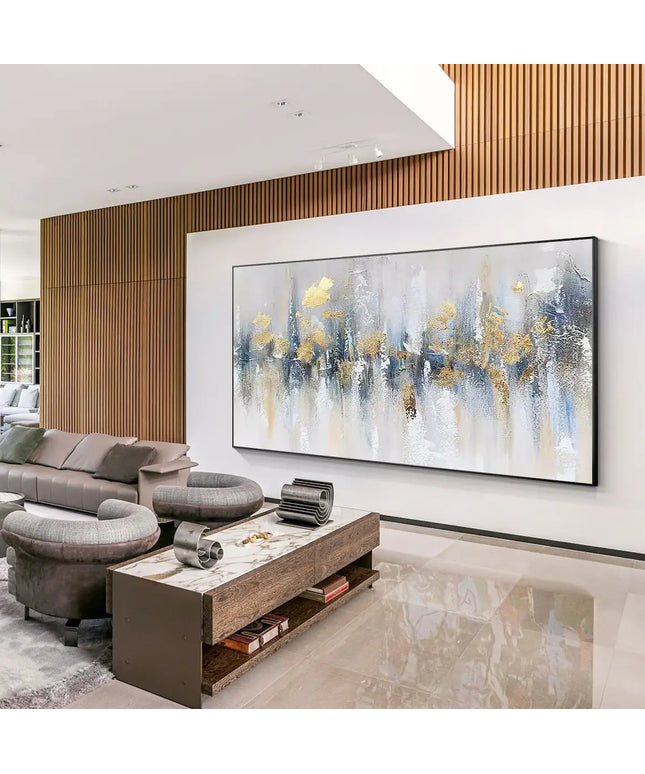 Gold Foil Teal Green 3D Texture Abstract Painting On Canvas Livingroom Bedroom Large Luxury Gold Wall Art New Home Art Decor