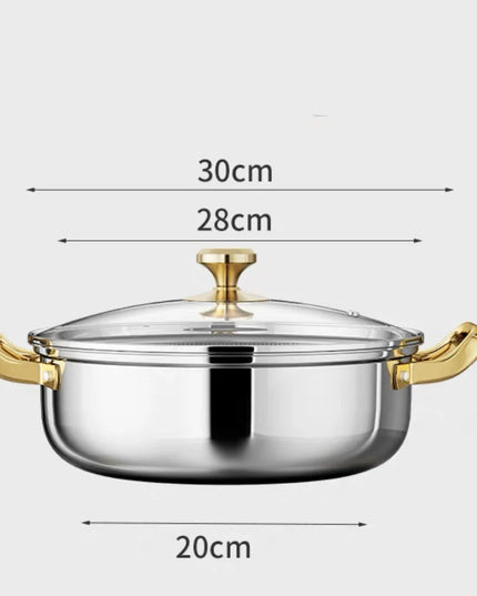 30cm Stainless Steel Frying Pan Non-stick Soup Pot wok with lid Home Honeycomb Induction Cooker Gas Stove Stew Kitchen Cookware