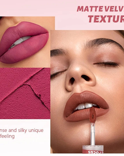 Matte Lip Gloss - Smudge-resistant, non-stick cup waterproof and sweatproof, long-lasting matte silky velvet lip gloss