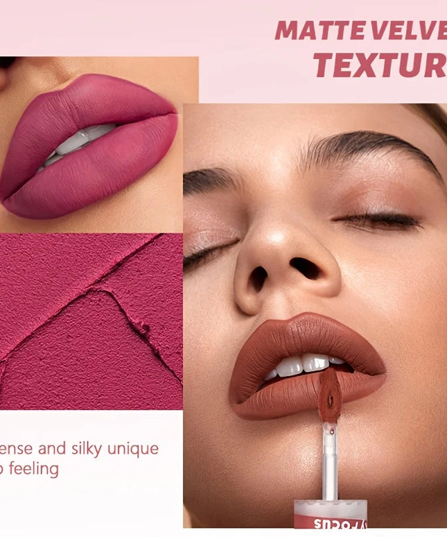 Matte Lip Gloss - Smudge-resistant, non-stick cup waterproof and sweatproof, long-lasting matte silky velvet lip gloss