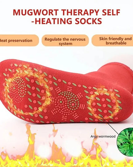 2Pcs Unisex Winter Warm Self-Heating Health Socks Pain Relief Outdoor Anti-Cold Therapy Magnetic Thermal Stockings for Men/Women
