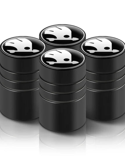 4PC Metal Car Badges Wheel Tire Valve Caps Covers Auto Accessories For Skoda S Kodiaq Octavia 2 3 Yeti Karoq Rapid Fabia VII VRS