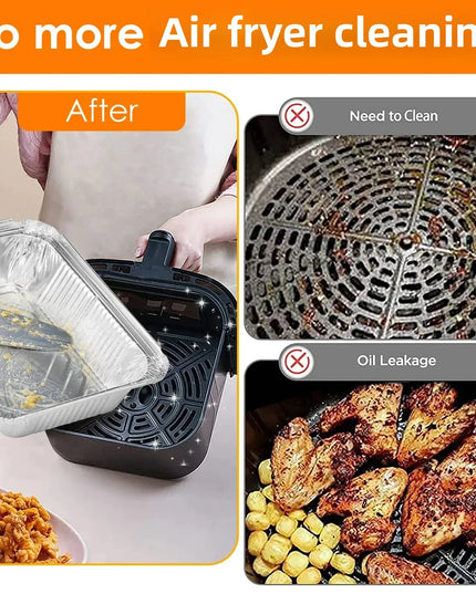 50/100pcs Aluminum Foil Trays with Lids Non-Stick Baking Pans Food Grade BBQ Bowl for Air Fryer Oven Baking Cooking Kitchen Tool