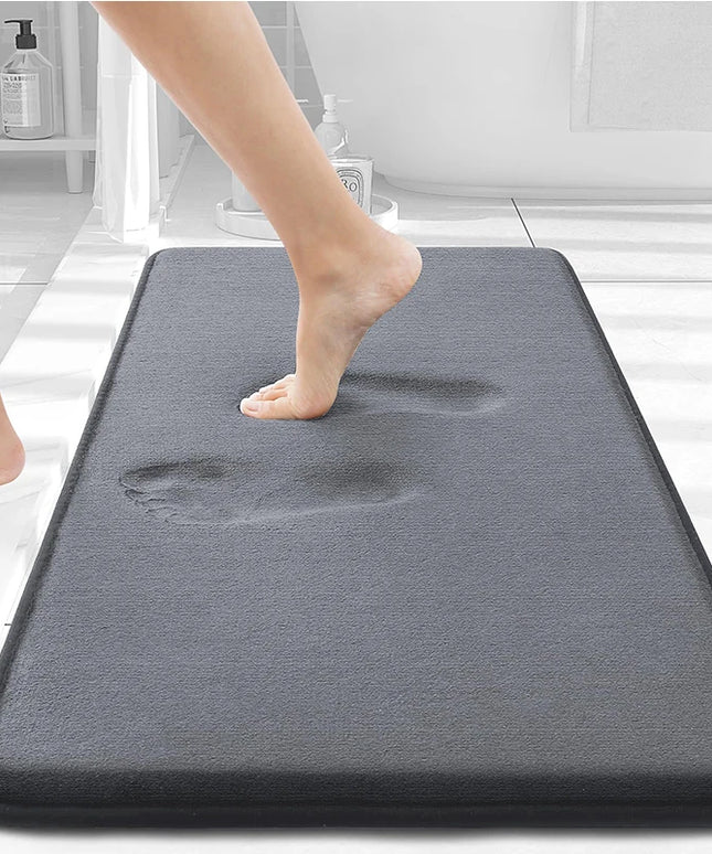 Homaxy Memory Foam Solid Color Bathroom Mat Floor Mat Indoor Non Slip Door Mat Dirt Trap Absorbs Water Comfortable Bathroom Mat