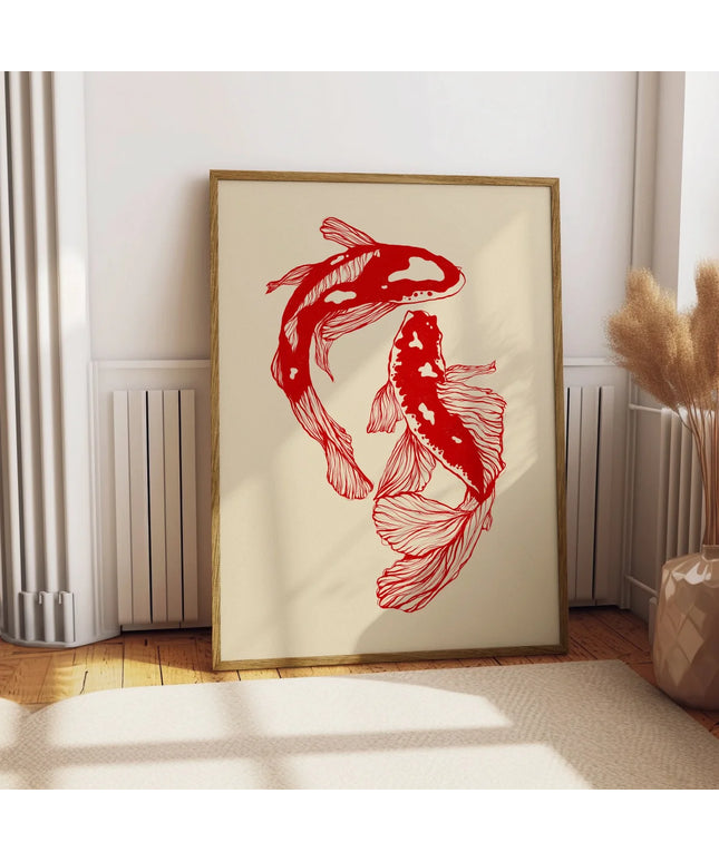 Japanese Red Koi Fish Canvas Prints Poster Modern Minimalism Aesthetic Art Prints Bedroom Kitchen Home Decor Art Poster Gifts