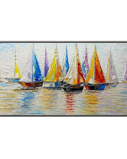 Beach Art Australia Large Boats Ocean Art Coastal Art Beach Oil Painting Hand Painted Ocean Thick Texture Modern Home Wall Art