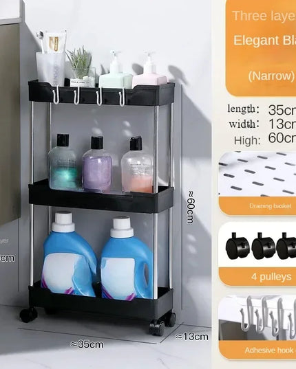 Hot 3/4 Tier Rolling Utility Cart Storage Shelf Movable Gap Storage Rack Kitchen Bathroom Slim Slide Organizer Shelf Livingroom