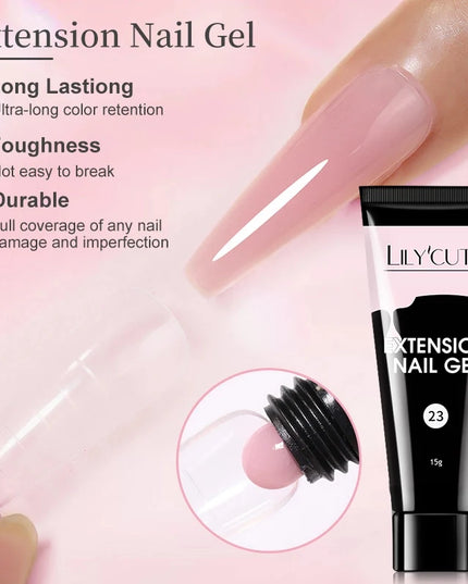 LILYCUTE 15ML Quick Extension Gel Nail Polish Nude Milk White Color Finger Prolong Acrylic Crystal Construction Hard Gel Varnish