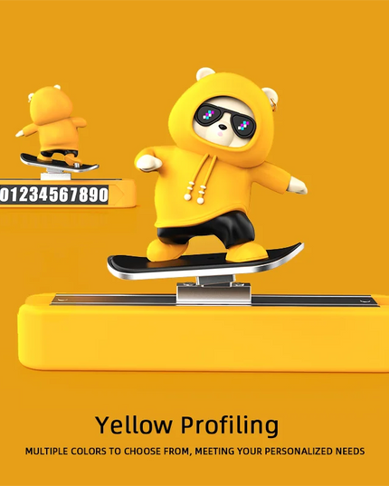 New Dashboard Car Decorations Skateboard Bear Magnetic Parking Number Plate Creative Car Cartoon Interior Interior Accessories
