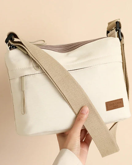 3 Main Pockets High Capacity Shoulder Crossbody Bag for Women Multi-pocket Purse Canvas Handbag Suitable for Mothers Shopping