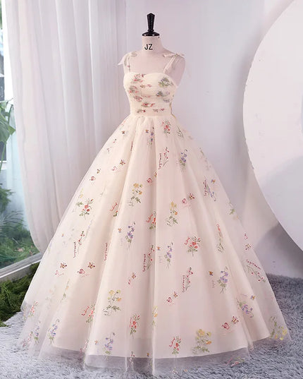 Luxury Floral Embroidery Long Prom Evening Wedding Shooting Dresses Women 2025 Summer Party Formal Occasions Reception Dress