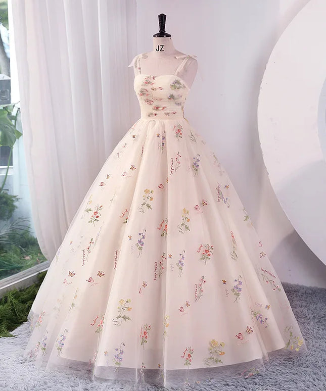 Luxury Floral Embroidery Long Prom Evening Wedding Shooting Dresses Women 2025 Summer Party Formal Occasions Reception Dress