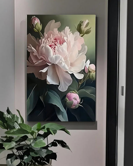 1pc Frameless Peony Canvas Art Print, 31.49x47.24 inches - Elegant White & Pink Floral Wall Decor for Living Room, Bedroom, Bath