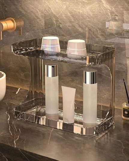Bathroom Storage Rack Toilet Double Layer Cosmetics Storage Box Washstand Organizer Desktop Shelf Rack bathroom accessories