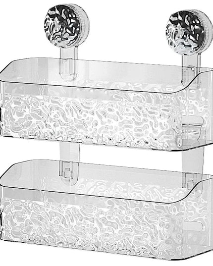 Bathroom Shelf Wall Mounted Non Perforated Suction Cup Storage Basket With Glacier Pattern For Home Storage Products