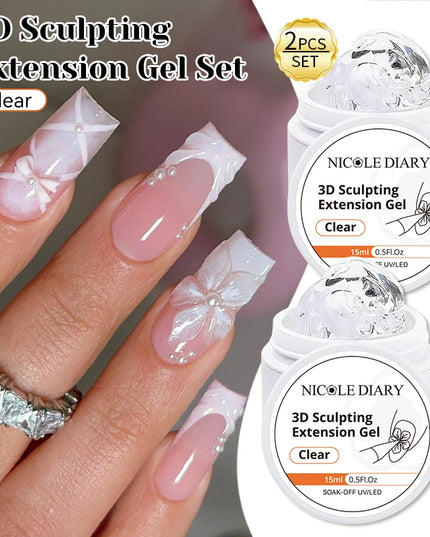 NICOLE DIARY White Non Stick Hand Extension Gel Nail Polish For 3D Shaping Carving Flower DIY Nail Art Extension Acrylic
