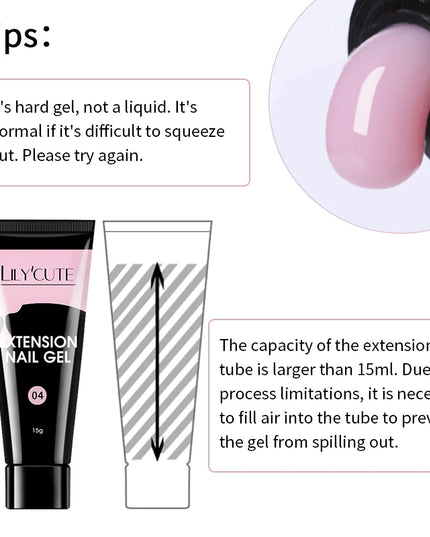 LILYCUTE 15ML Quick Extension Gel Nail Polish Nude Milk White Color Finger Prolong Acrylic Crystal Construction Hard Gel Varnish