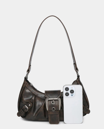 2024 spring hot selling Maillard style retro style small bag spicy girl Y2K wasteland style vintage leather shoulder armpit bag