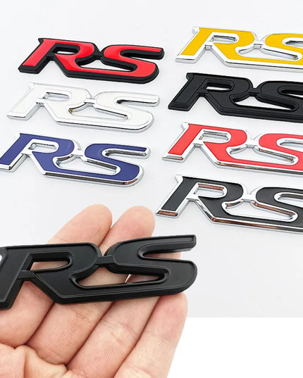 3d Metal RS Sticker Letters Logo Car Front Grille Rear Trunk Emblem Badge For Car Sport RS Sticker Acceessories