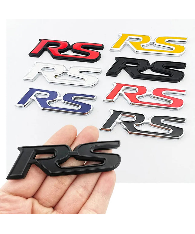 3d Metal RS Sticker Letters Logo Car Front Grille Rear Trunk Emblem Badge For Car Sport RS Sticker Acceessories