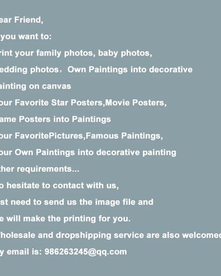 Custom Print Canvas Painting By Your Photo Canvas Poster Personal Gift Customize Figure Animal Pets Pictures Home Decor Prints