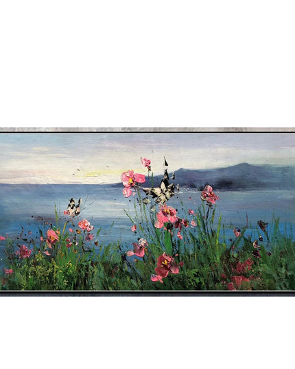 Flower Landscape Oil Painting on Canvas Abstract Green Nature Handmade Painting Living Room Home Decor Large Wall Art Custom Art