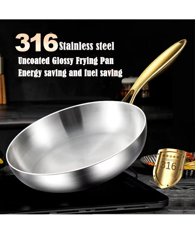 316 Stainless Steel Frying Pan Wok Pan Nonstick Cooking Fried Steak Gas Stove Pot Induction General Saucepan Kitchen Cookware