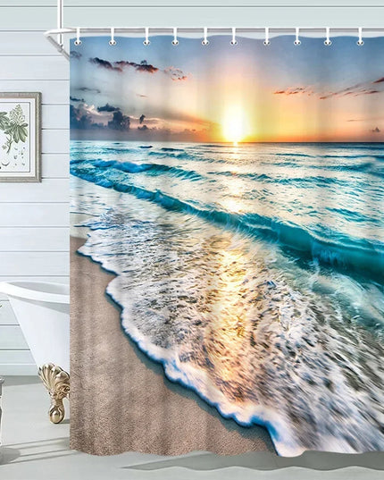 Seashell Shower Curtain Summer Beach Starfish On The Coastal For Bathroom Curtain Polyester Fabric Bathroom Accessories Set