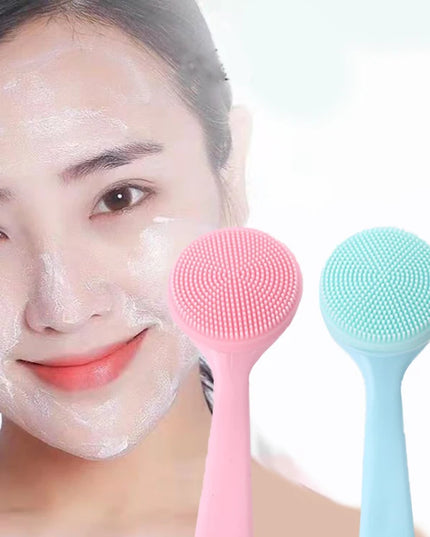 Double Sided Silicone Facial Cleanser Brush Soft Hair Face Massage Wash Brush Blackhead Remover Portable Skin Care Tool