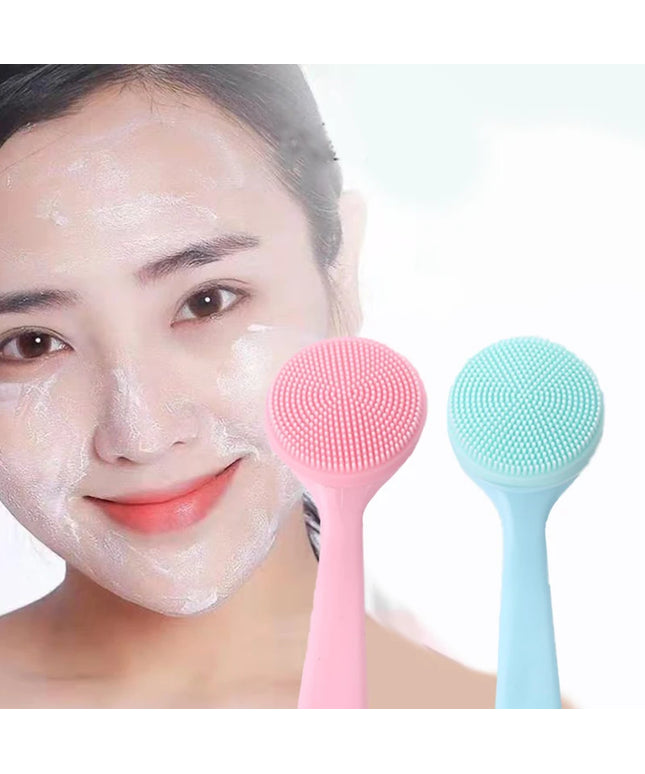 Double Sided Silicone Facial Cleanser Brush Soft Hair Face Massage Wash Brush Blackhead Remover Portable Skin Care Tool