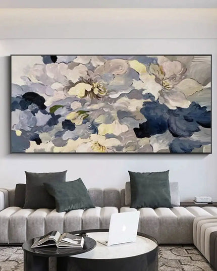 Abstract Flower Oil Painting on Canvas Large Wall Art Minimalist Floral Art Custom handmade Painting White Decor For Living Room