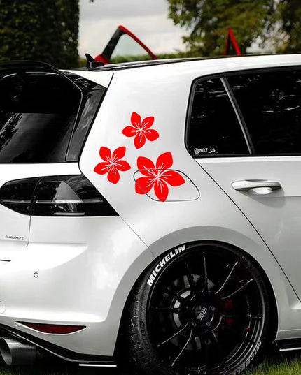 3pcs Various Colors Pretty Flower Graphics Car Stickers for Rear Window Cover Scratches on Auto Bumper Body Helmet Blossom Decal