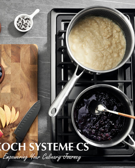 KOCH SYSTEME CS Hybrid Nonstick Stainless Steel Saucepan Set, 1QT & 2QT Triply Stainless Steel Saucepan Set