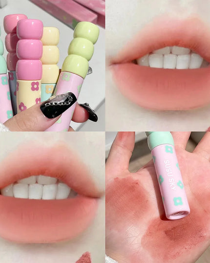 1/5Pcs Candied Fruit Lip Mud Milk Mist Velvet Matte Lip Gloss Long Lasting Not Easy To Stick Cup LipGlaze Almond Brown Pink