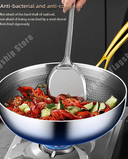 316 Stainless Steel Frying Pan Wok Non-stick Cooking Honeycomb Steak Gas Stove Pot Induction General Saucepan Kitchen Cookware