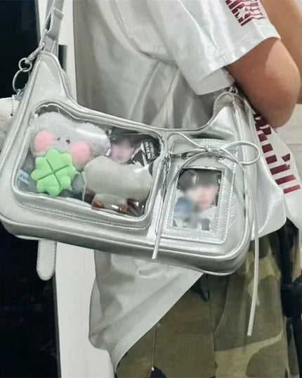 Y2k Harajuku Shoulder Bag Women Korean Transparent Ita Bag School Crossbody Bag Female Japanese Designer Preppy Handbag Purse