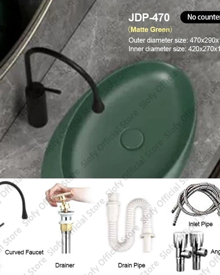 Nordic-style Hotel Countertop Basin Fashionable Art Bathroom Sink Egg-shaped Ceramic Sinks Various Styles Home Balcony Washbasin