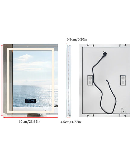 LUVODI Large Illuminated Bluetooth Bathroom Mirror Rectangle Anti-fog LED Bathroom Vanity Mirror with Bluetooth Speaker 3 Color