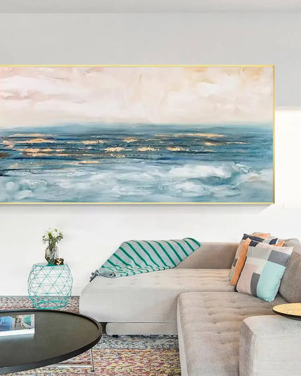Gold Foil Teal Green 3D Texture Abstract Painting On Canvas Livingroom Bedroom Large Luxury Gold Wall Art New Home Art Decor