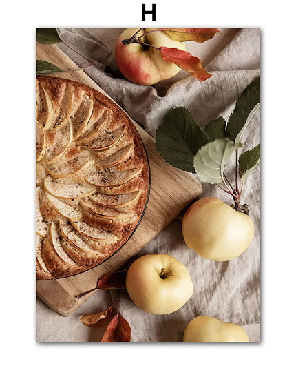 Autumn Scenery Wall Art Print Pumpkin Tree Grass Fox Canvas Painting food Poster Restaurant Kitchen Pictures Living Room Decor