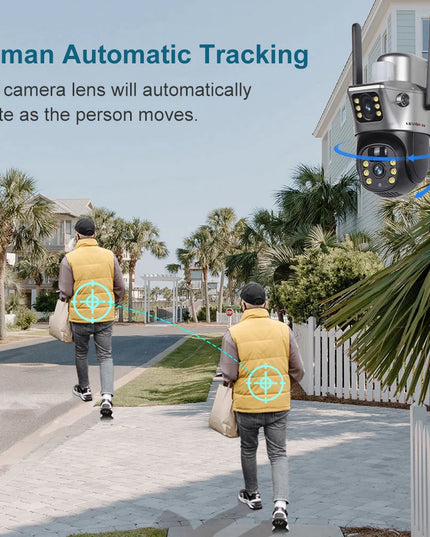 LS VISION 4K 8MP Wireless Solar Camera Dual Screen WiFi PTZ Camera Outdoor Built-in Battery Video Surveillance Camera V380PRO