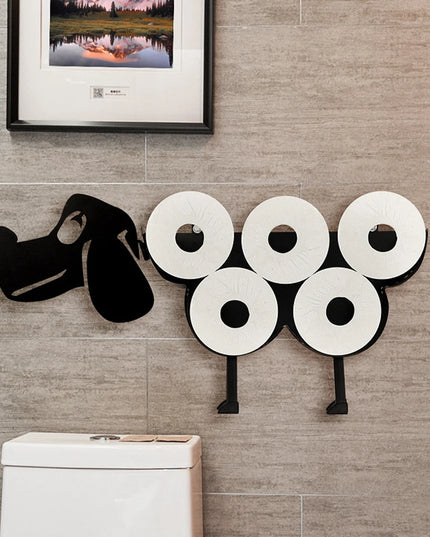 Cute Metal Sheep Dog Shape Toilet Tissue Rack Iron Free Standing Storage Rack Roll Paper Holder Bathroom Accessories
