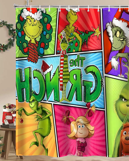 Christmas Cartoon Bathroom  Shower Curtain  Waterproof fabric bathroom Curtain With 12 Hooks Sunflower Home Deco Free Ship