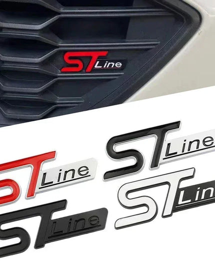 For FORD ST LINE Logo Front Grill Emblem Badge Car Rear Trunk Sticker Decals Focus Kuga Fiesta Mondeo ESCAPE Ecoboost