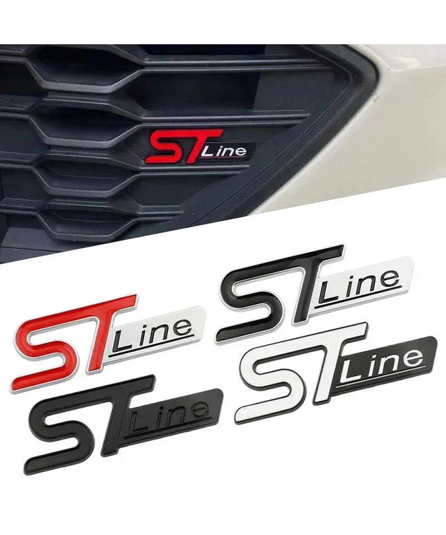 For FORD ST LINE Logo Front Grill Emblem Badge Car Rear Trunk Sticker Decals Focus Kuga Fiesta Mondeo ESCAPE Ecoboost