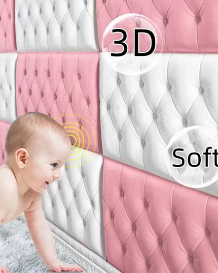 Tatami anti-collision soft foam pad 3D wall sticker wallpaper self-adhesive thick children's bedroom living room wall pad