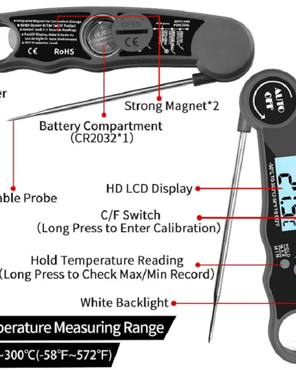 Digital Kitchen Food Digital Thermometer For Meat Water Milk Cooking Grilling Outdoor BBQ Waterproof Instant Read