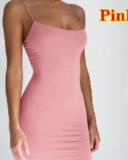 Summer Spaghetti Strap Mini Dress 2025 Women Sexy Bodycon Club Party Dresses Short Female Camisole Solid Black Sheath Sundress