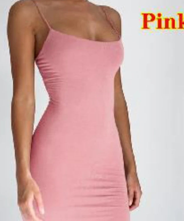 Summer Spaghetti Strap Mini Dress 2025 Women Sexy Bodycon Club Party Dresses Short Female Camisole Solid Black Sheath Sundress